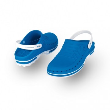 Wock clog 07 azul medio branco com tira